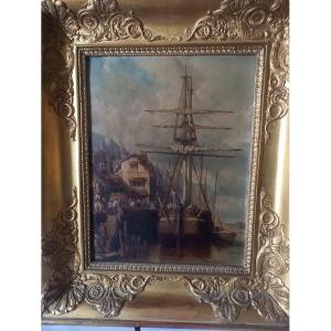 Tableau Marine huile sur toile 19 éme siècle 