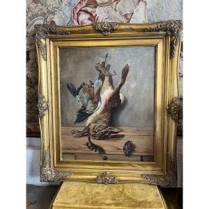 Tableau hst nature morte aux gibiers Signé 