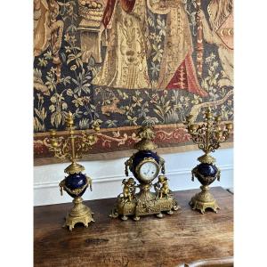 19th Century 3-piece Bronze And Porcelain Shirt Set 