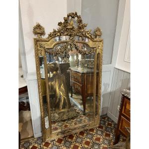 Miroir en bois doré à parcloses 19 éme Siècle 