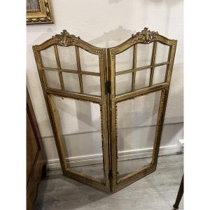 Paravent en bois doré de style Louis XVI 