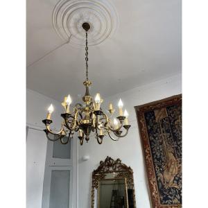 Important lustre en bronze style Louis XIV