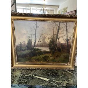 Oil On Canvas Landscape Painting By Galien - Laloue