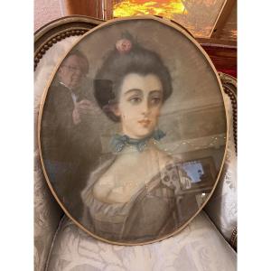 Quality Pastel Portrait Of A Woman 19th Century