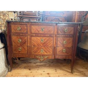 Transitional Marquetry Chest Of Drawers