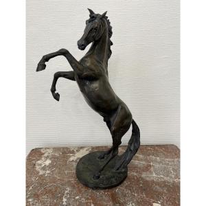 Importante Sculpture Bronze  cheval cabré signé et numéroté 