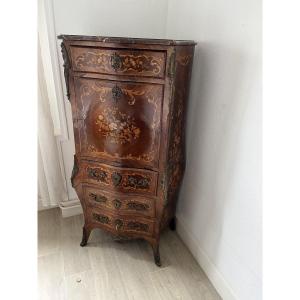 Louis XV Style 19th Century Inlaid Desk, Curved On All Sides