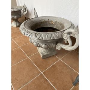 Paire d’importantes  vasques de parc en fonte 19 éme Siècle 