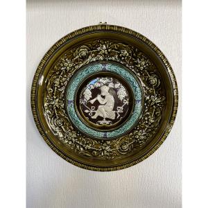 Large Dish Made Of Barbotine With A Renaissance Design