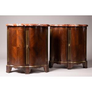 Pair Of Corner Cabinets With Crossbow-style Fronts, Louis XV Period, Stamped “migeon”