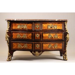 Beautiful Louis XV-era Tomb-style Chest Of Drawers, Hallmarked