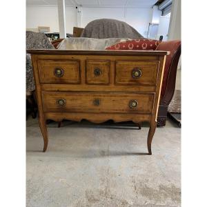 Small, Hipped-roof Chest Of Drawers Made Of Light-colored Wood In The Louis XV Style