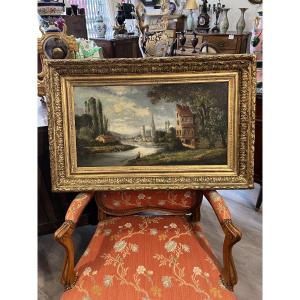 Tableau paysage signé et daté 19 éme siècle 