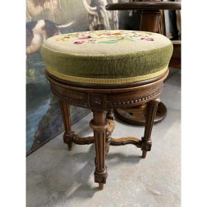 Tabouret de piano en  noyer  style Louis XVI 19 éme siècle 