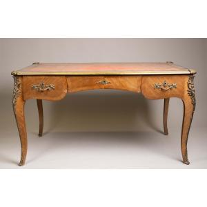 Flat-topped Louis XV-style Desk Made Of Rosewood, 19th Century