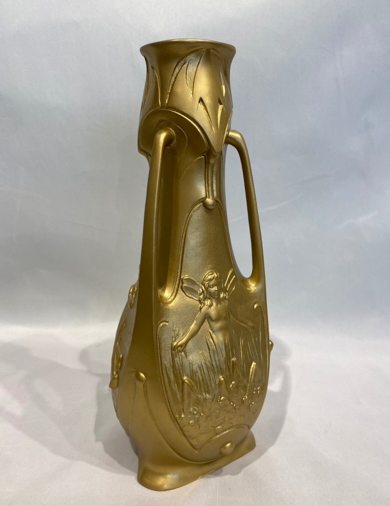 Golden Regular Vases, Signed Jean Garnier-photo-2