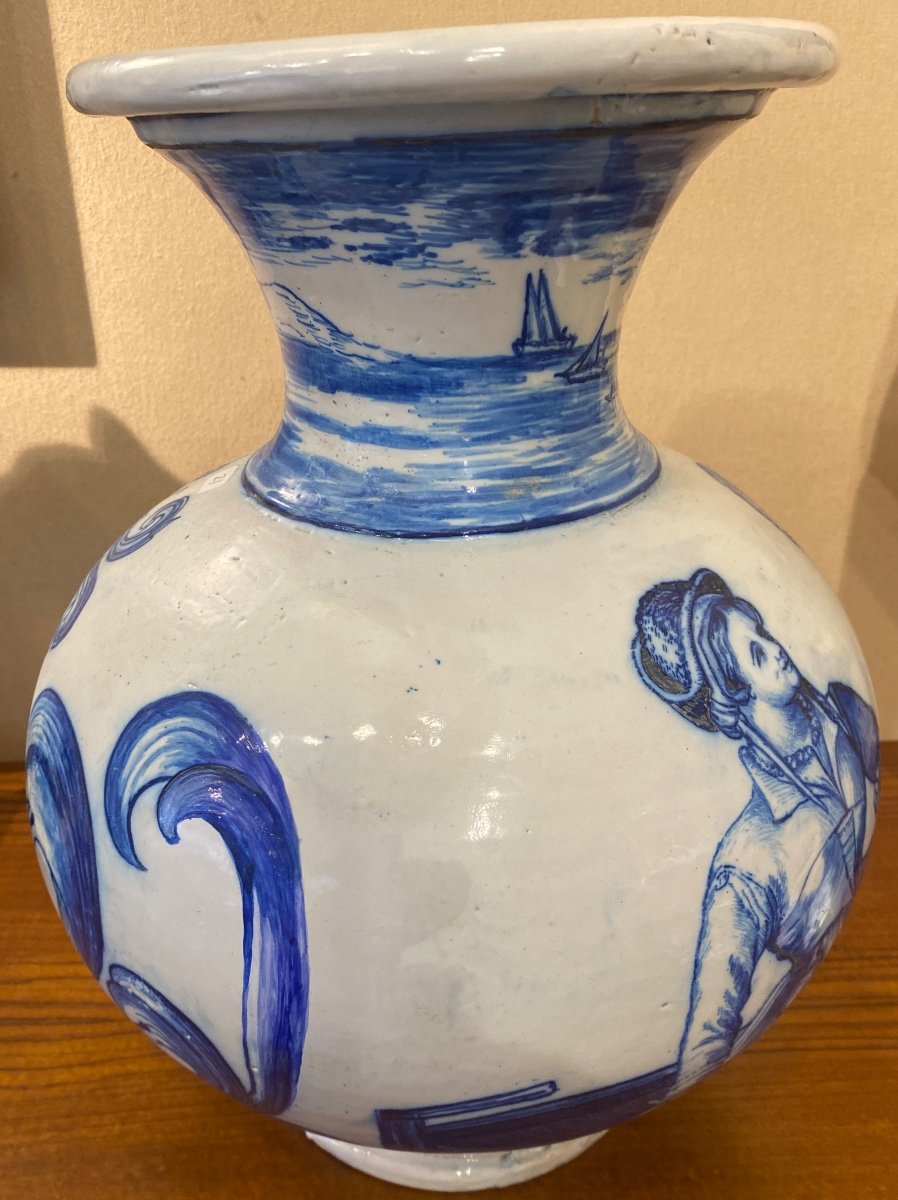 Enorme Vase Italien En Céramique Bleu Et Blanc époque 18ème Signé Fratelli Cantu ?-photo-2