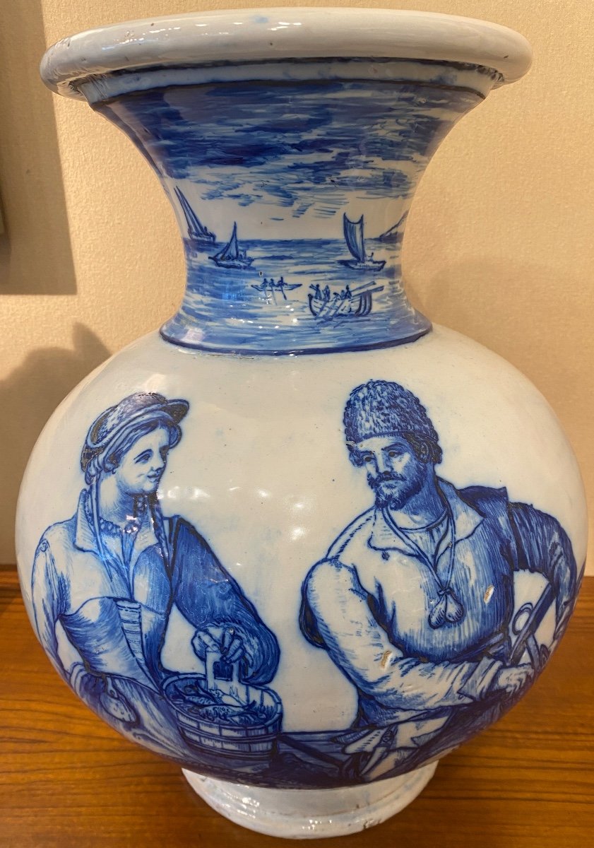 Enorme Vase Italien En Céramique Bleu Et Blanc époque 18ème Signé Fratelli Cantu ?