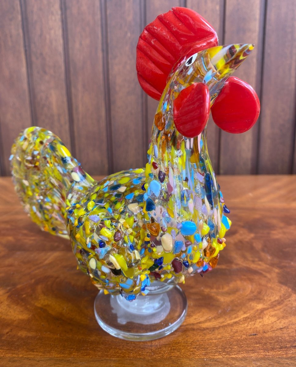 Murano Rooster Blown And Hand Painted 1960 -photo-2