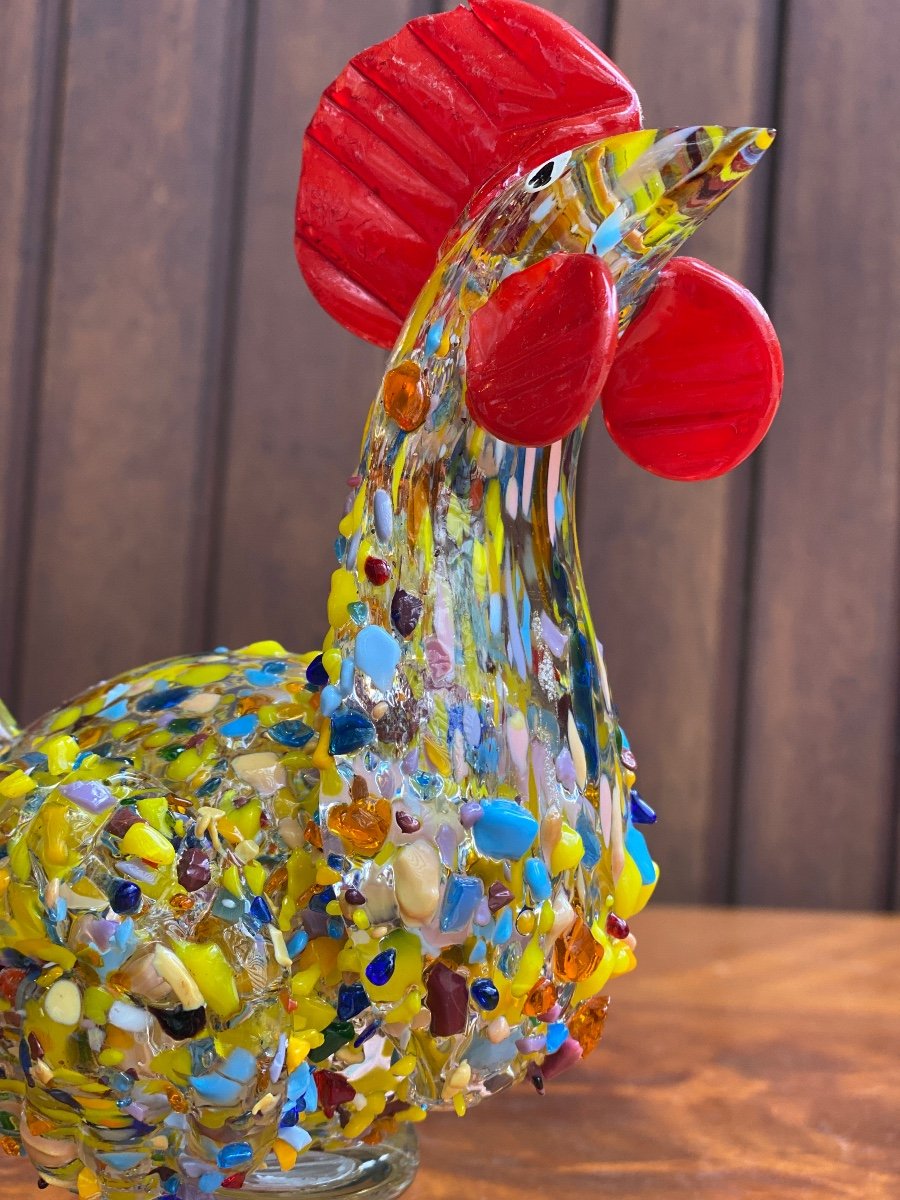 Murano Rooster Blown And Hand Painted 1960 -photo-4