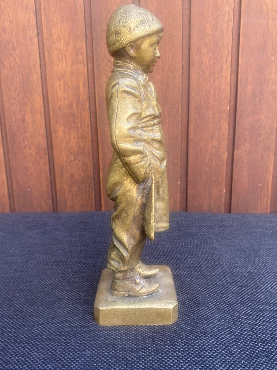 Giuseppe M. Picciole, Boy Sculpture In Bronze, Ca 1900-photo-1