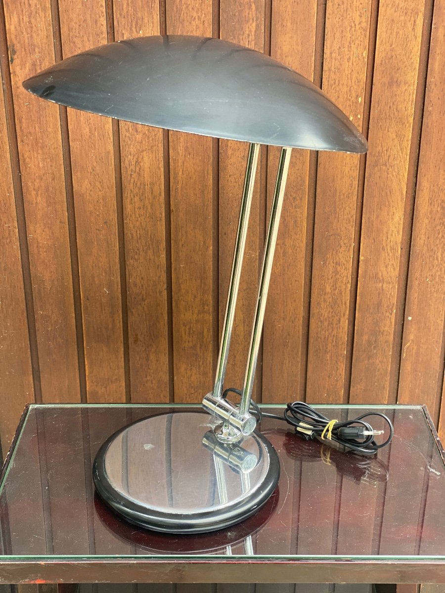 Swivel Design Desk Lamp Aluminor  In Chrome And Black Lacquered Metal -photo-2