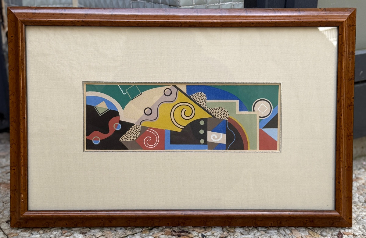 Gouache Painting On Paper By George Valmier Art Deco 1930-photo-1