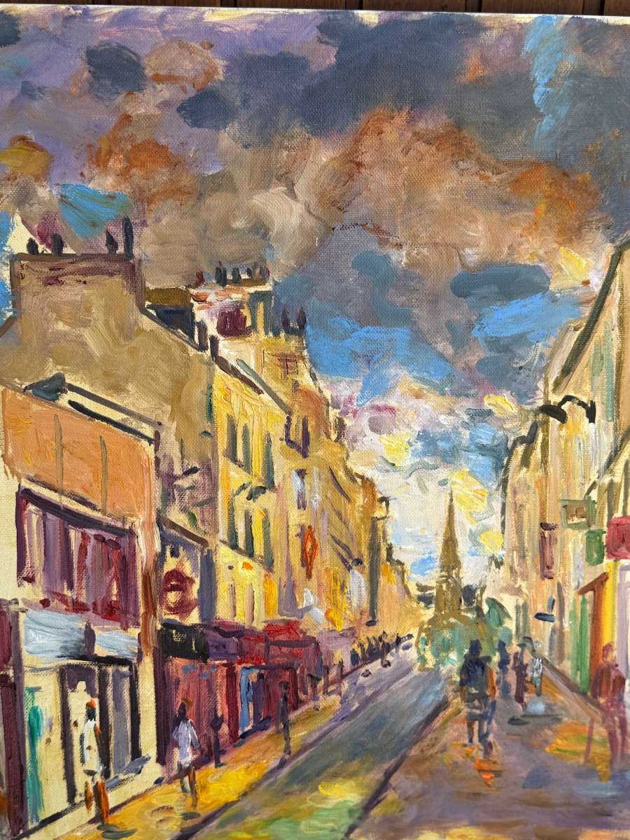 Tableau huile sur toile signé José Nowacki intitulé "Rue de commerce" à Paris 75015-photo-3