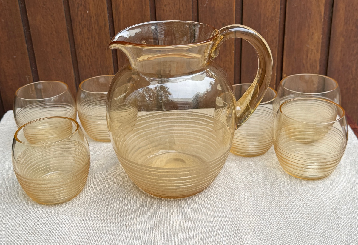 Daum Cross Of Lorraine Nancy 1 Carafe And 6 Glasses 1900 Art Nouveau