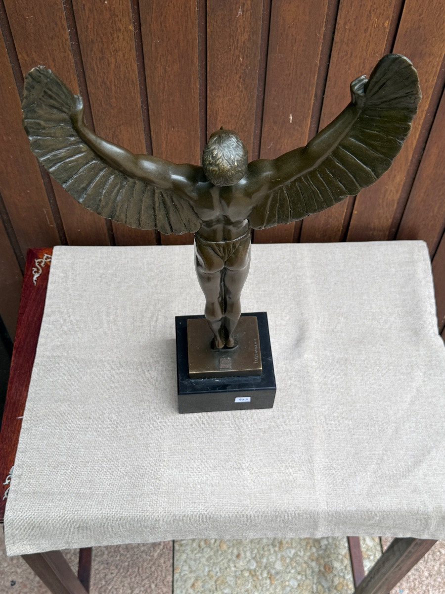 Bronze Sculpture Icarus Signed A Weinmann Foundry Bronze Art Quality France -photo-3