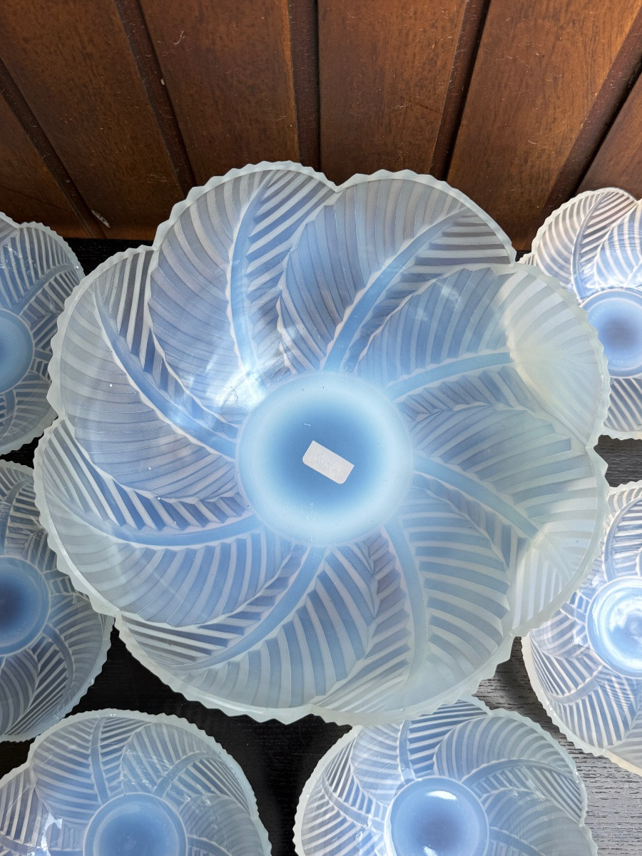Service à dessert signé Pierre D'Avesn France en verre opalescentArt Déco 1930-photo-3