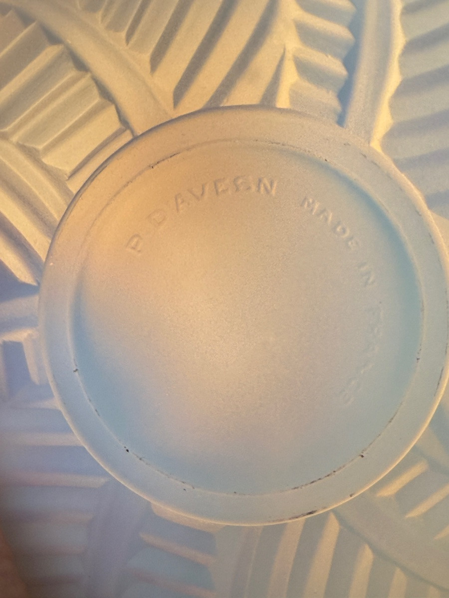 Service à dessert signé Pierre D'Avesn France en verre opalescentArt Déco 1930-photo-4