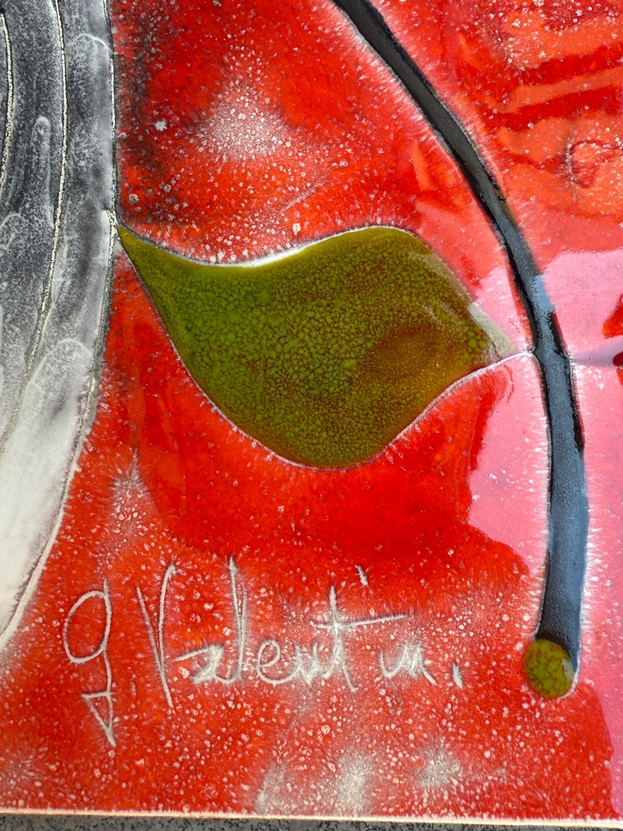Vintage Ceramic Wall Plaque Signed Gilbert  Valentin Les Archanges (1928 -2001) From Vallauris -photo-4