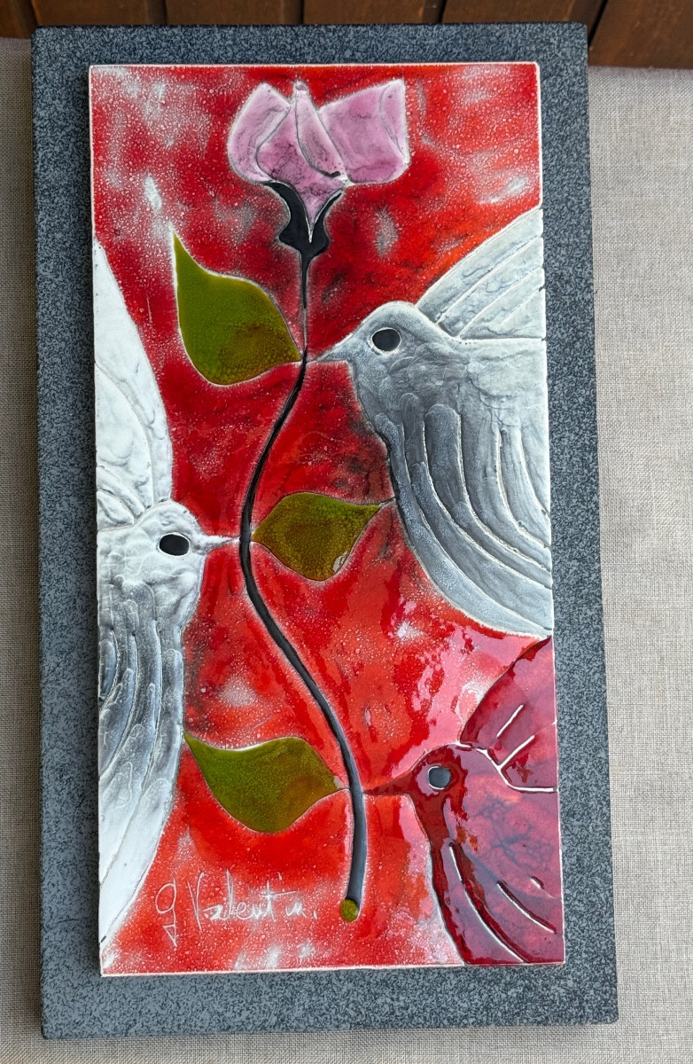 Vintage Ceramic Wall Plaque Signed Gilbert  Valentin Les Archanges (1928 -2001) From Vallauris 