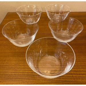 Crystal Fruit Bowls Signed Lalique France