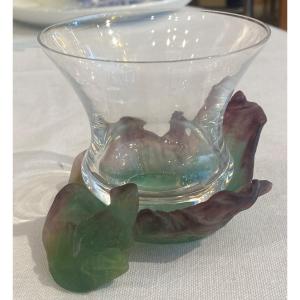 Daum, France Empty Pocket In Glass Paste With Small Crystal Goblet