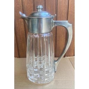 Large Sterling Silver And Crystal Pitcher