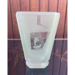 Crystal Vase 1930 Art Deco Sign Anatole Riecke