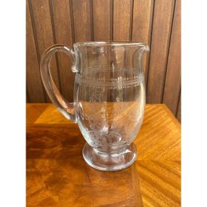 Large Crystal Pitcher Signed Baccarat 1900 Art Nouveau