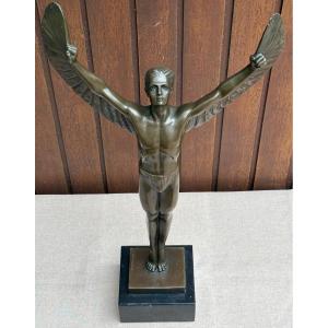 Bronze Sculpture Icarus Signed A Weinmann Foundry Bronze Art Quality France 