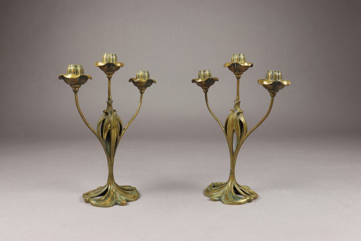 Paire De Bougeoirs Par Georges De Feure