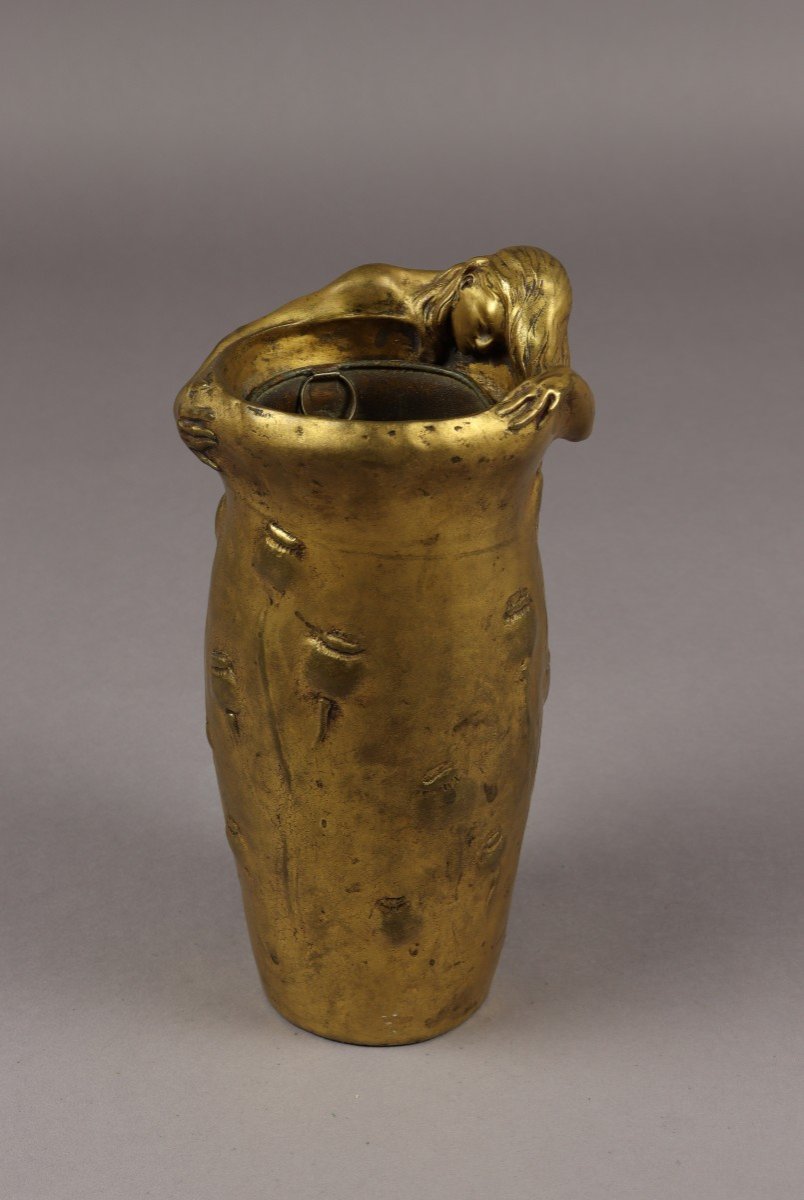 Lassitude, Gilt Bronze Vase By Charles Vital-cornu-photo-2