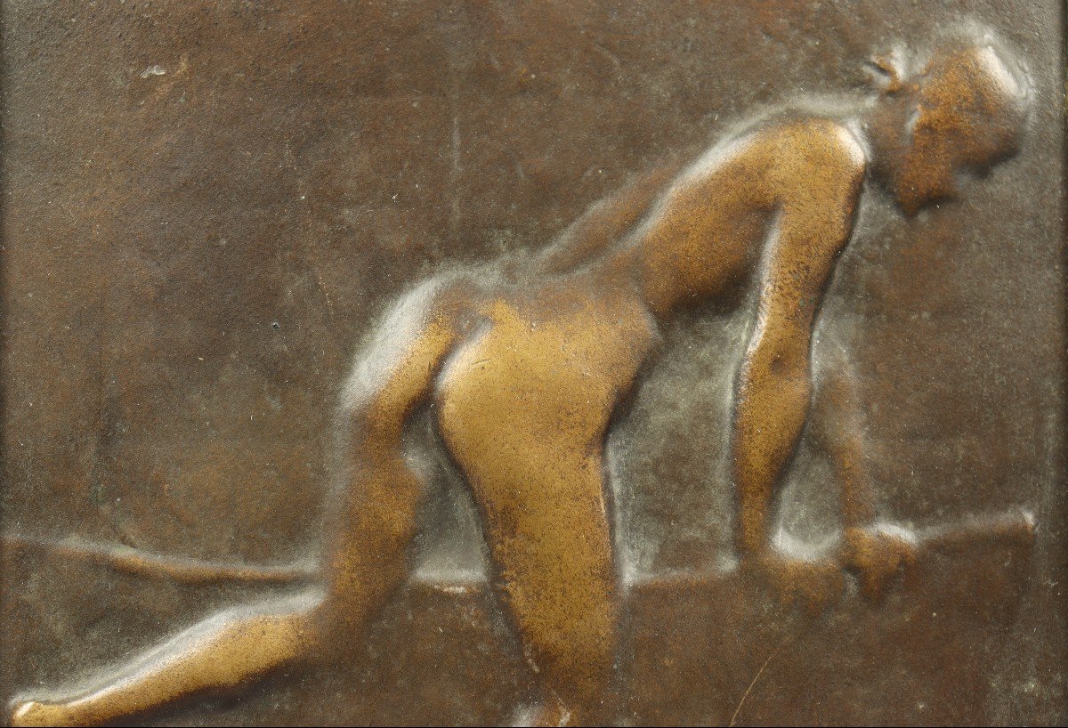 The Bath, Bronze Plaque By Alexandre Charpentier-photo-3
