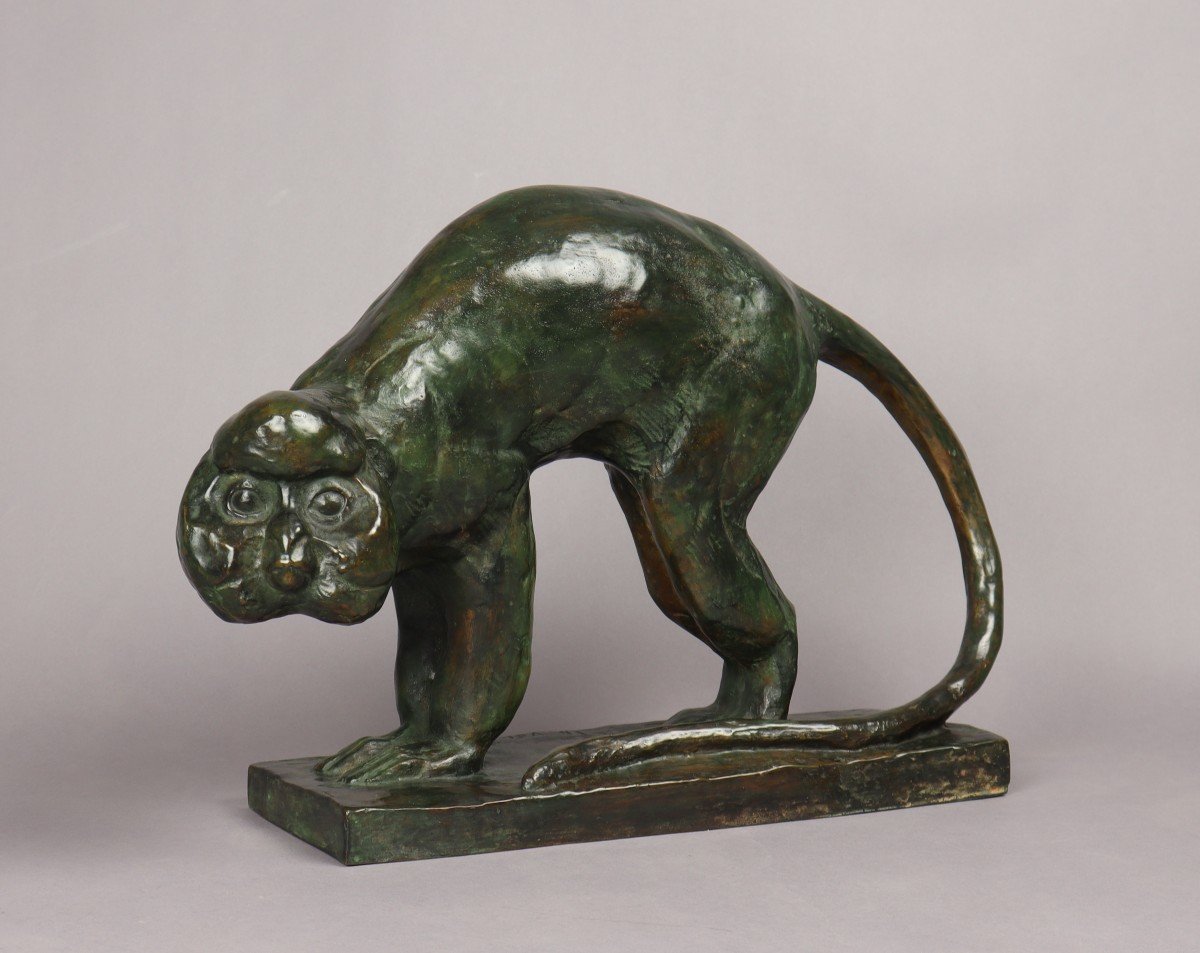 Monkey, Bronze Sculpture After Thierry Van Rijswijck-photo-2