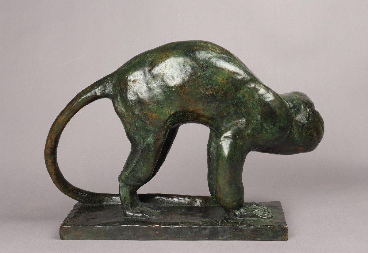 Monkey, Bronze Sculpture After Thierry Van Rijswijck-photo-2