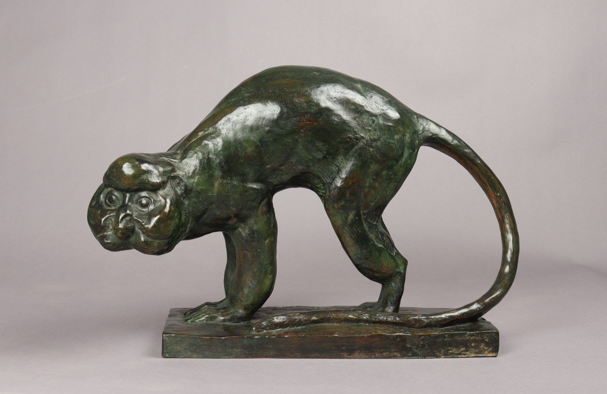 Monkey, Bronze Sculpture After Thierry Van Rijswijck