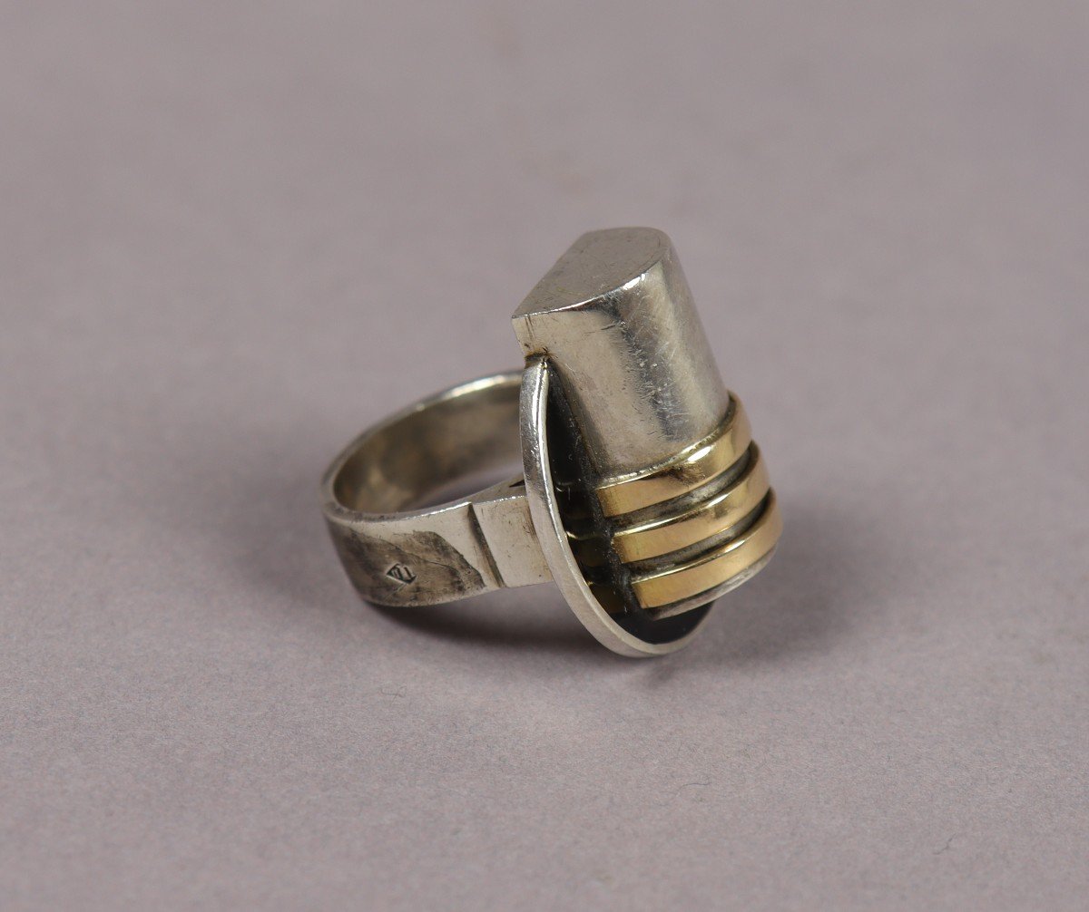 Bague En Argent Et Laque Par Jean Després-photo-4