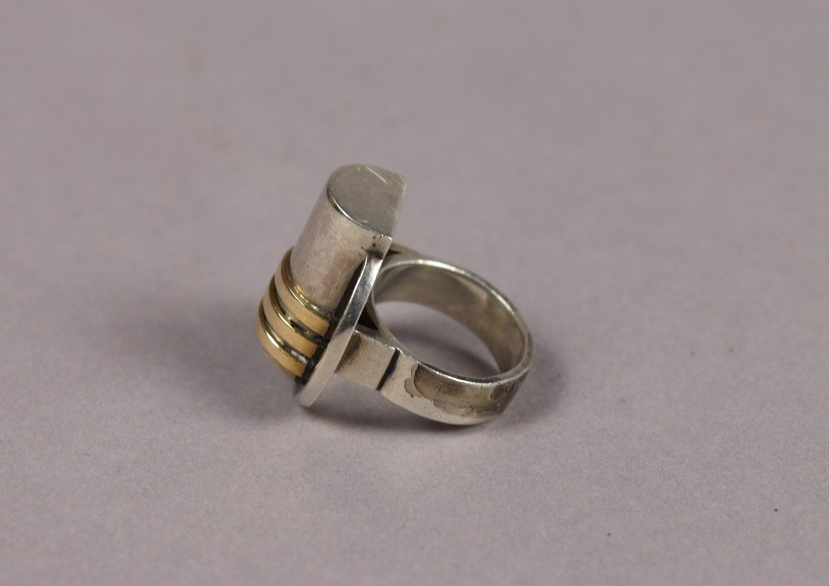 Bague En Argent Et Laque Par Jean Després-photo-2