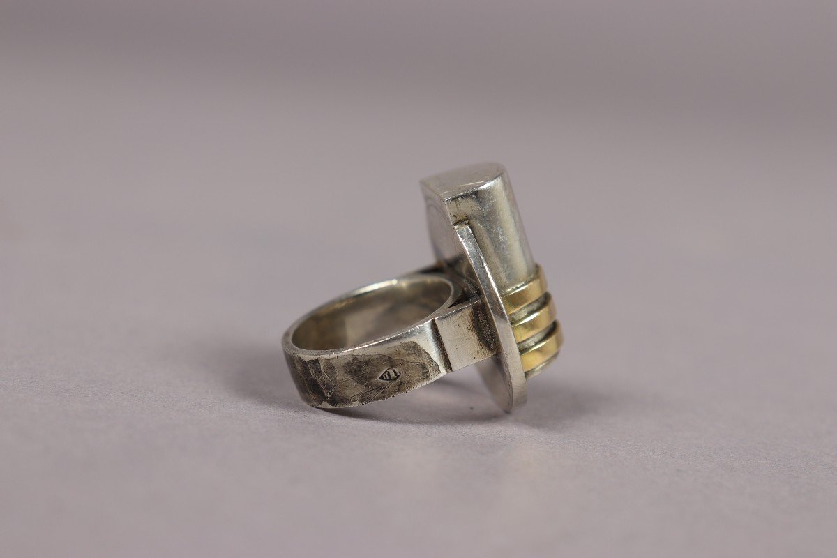 Bague En Argent Et Laque Par Jean Després-photo-4