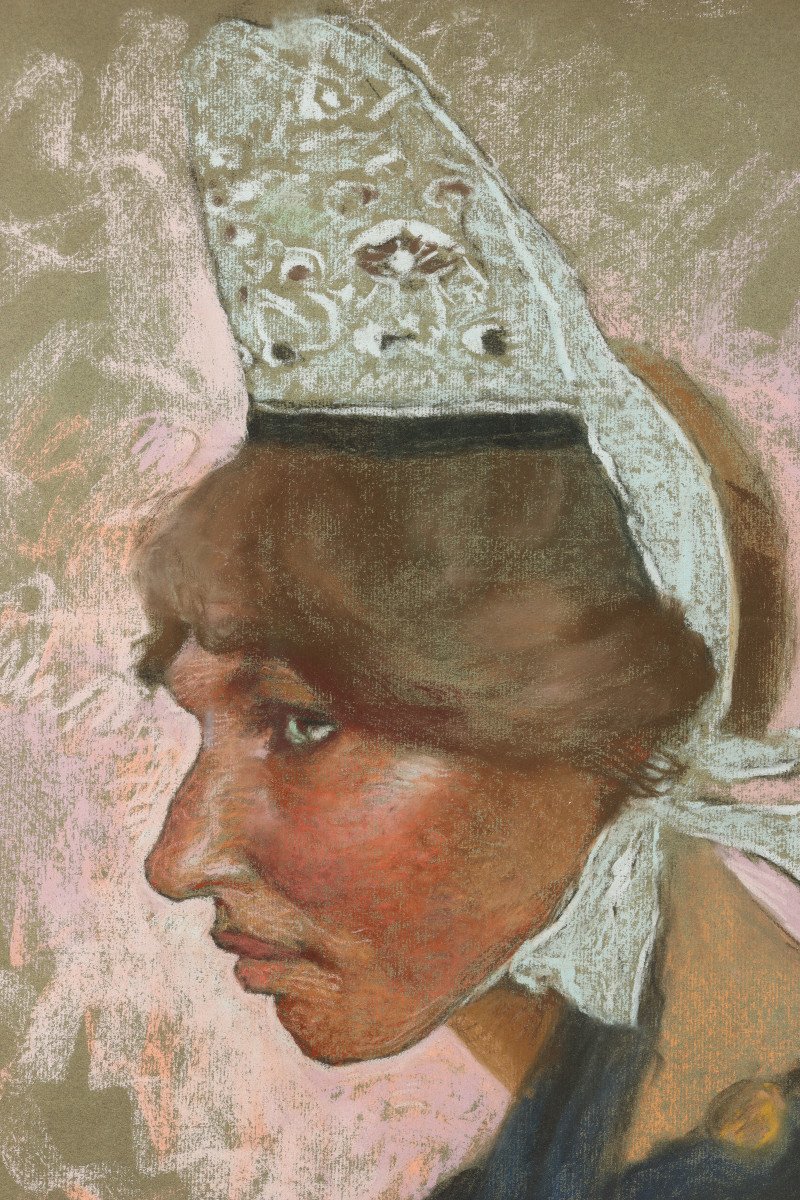 Portrait Of A  Breton Woman By Lucien Lévy-dhurmer-photo-3